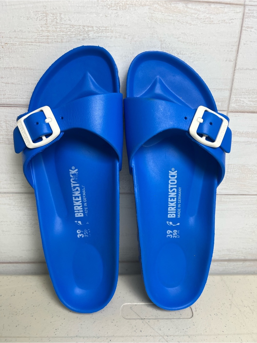 Birkenstock Madrid EVA Sandals Women's 39 EU 8 US Blue Slip On Slide Rubber - Picture 1 of 8